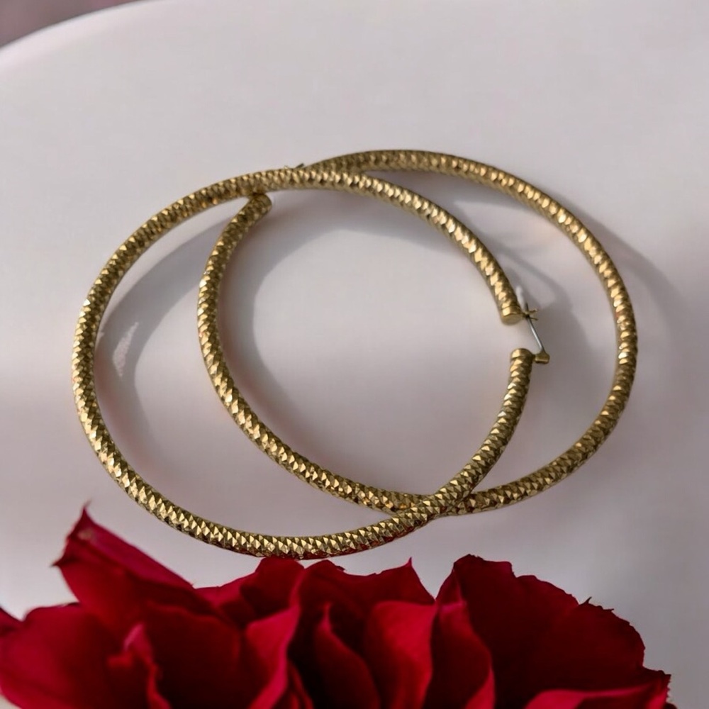 Large Gold Hoop Earrings - Picture 1 of 5